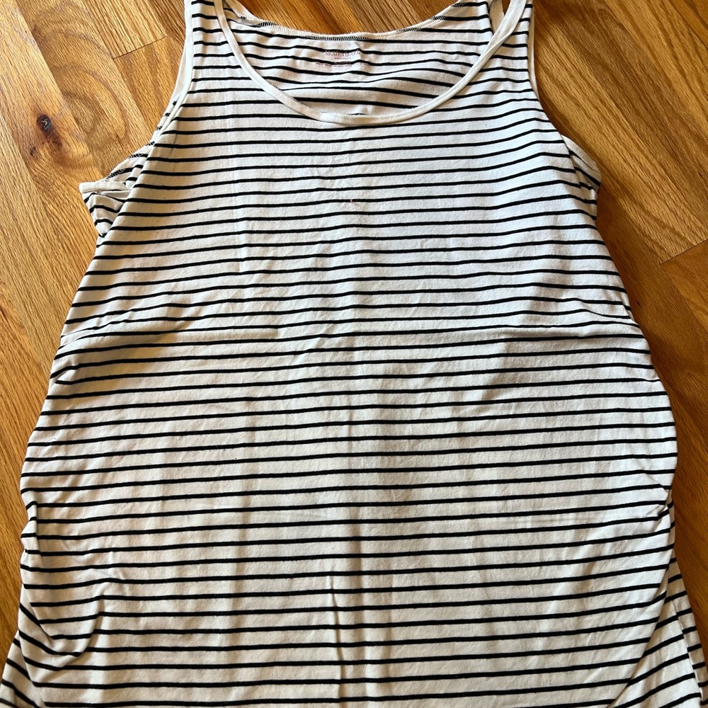 Motherhood Maternity White & Black Tank Top - XL